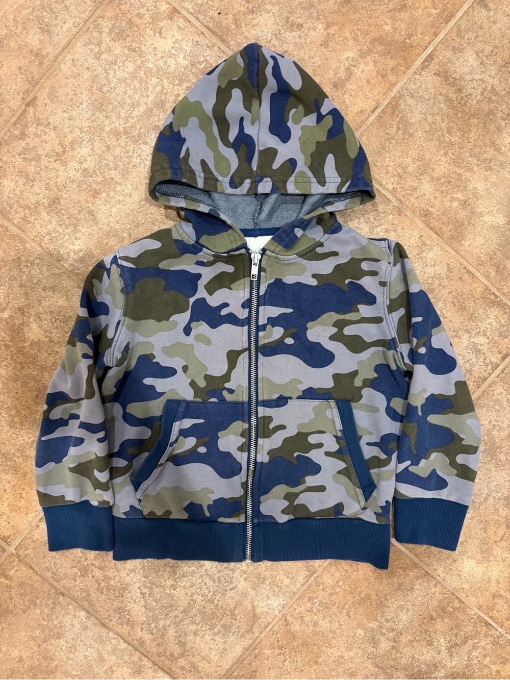 Kids Camo Zip-Up Hoodie in Blue & Green